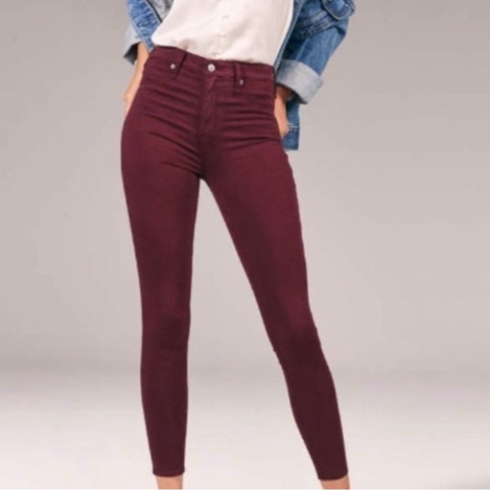 Women's Burgundy High-Waisted Pants